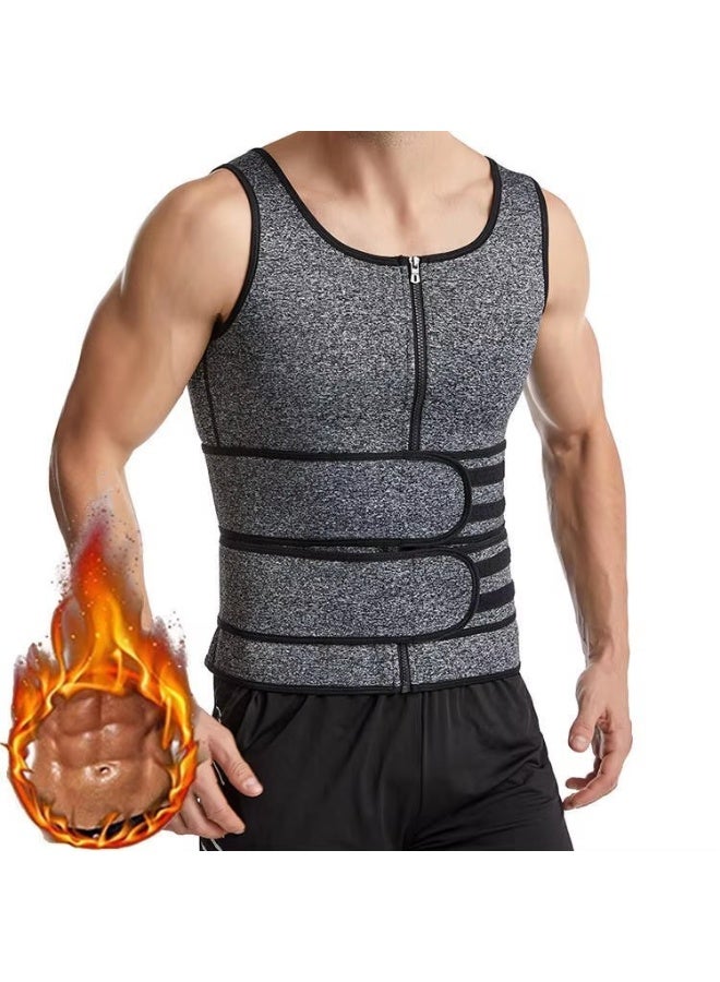 Zesen Men's Waist Trainer Sauna Vest Weight Loss Shaping Sweat Vest with Double Belts and Zipper, Corset Upgraded Version - Image 1
